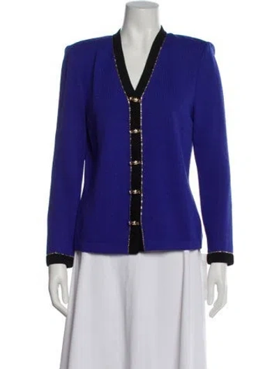 Pre-owned St John Striped Blazer In Purple