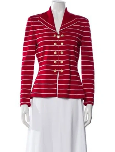 Pre-owned St John Striped Blazer In Red