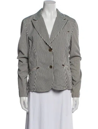 Pre-owned St John Striped Blazer In White
