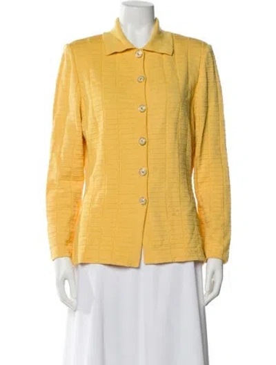 Pre-owned St John Striped Blazer In Yellow