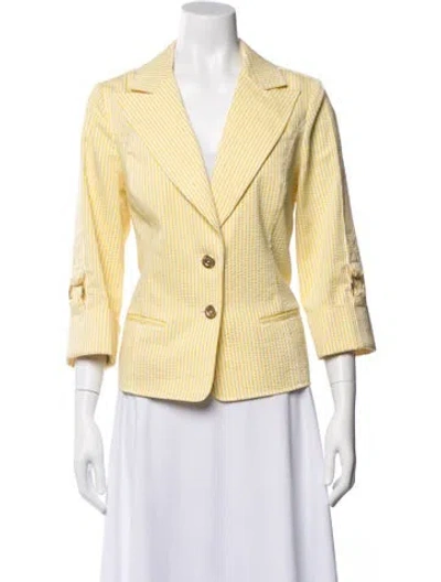 Pre-owned St John Striped Blazer In Yellow