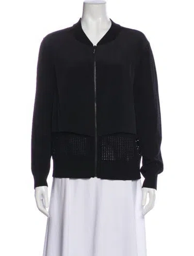 Pre-owned St John Striped Bomber Jacket In Black