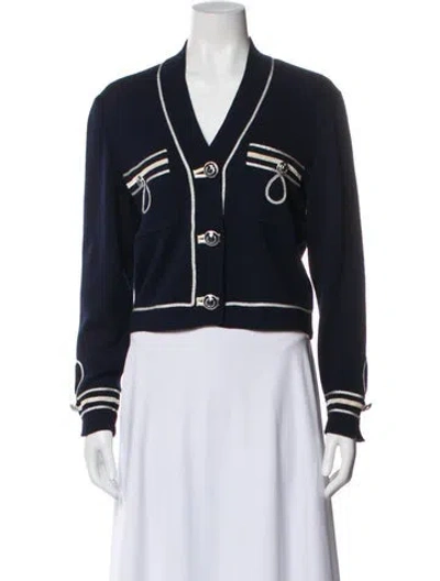 Pre-owned St John Striped Bomber Jacket In Blue