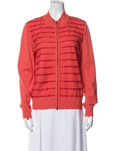 Pre-owned St John Striped Bomber Jacket In Orange