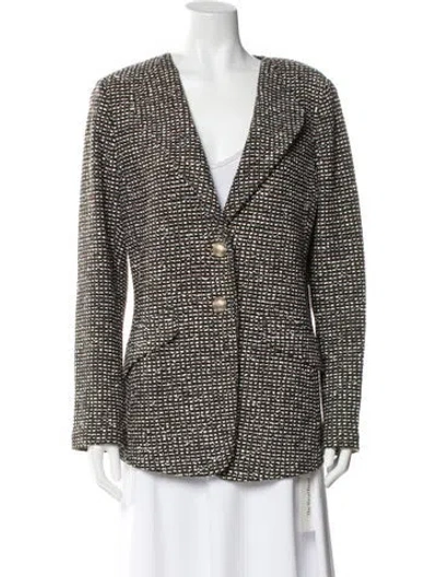 Pre-owned St John Striped Coat In Black