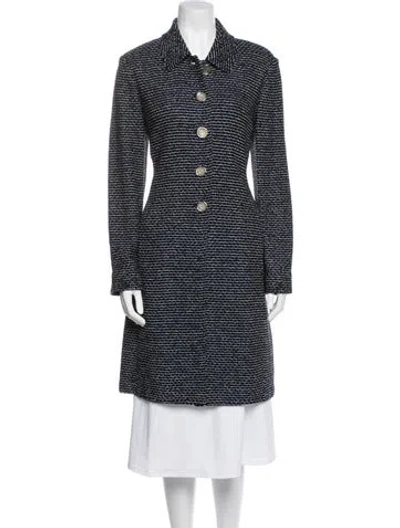 Pre-owned St John Striped Coat In Blue