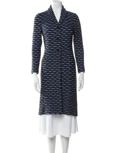 Pre-owned St John Striped Coat In Blue