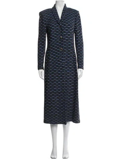 Pre-owned St John Striped Coat W/ Tags In Blue