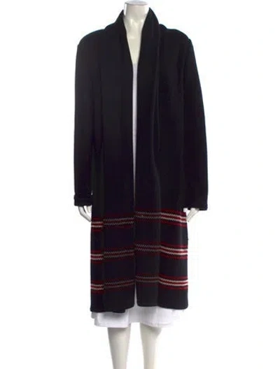 Pre-owned St John Striped Cowl Neck Sweater In Black