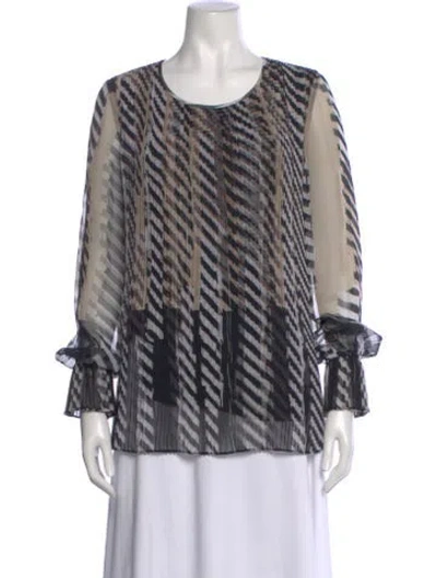 Pre-owned St John Striped Crew Neck Blouse In Neutral