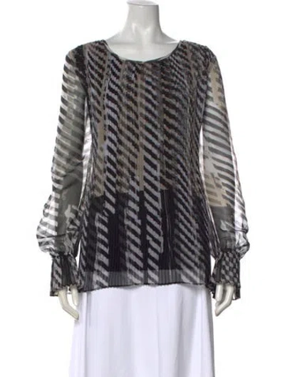 Pre-owned St John Striped Crew Neck Blouse In Neutral