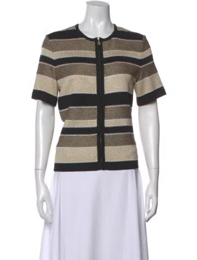 Pre-owned St John Striped Crew Neck Sweater