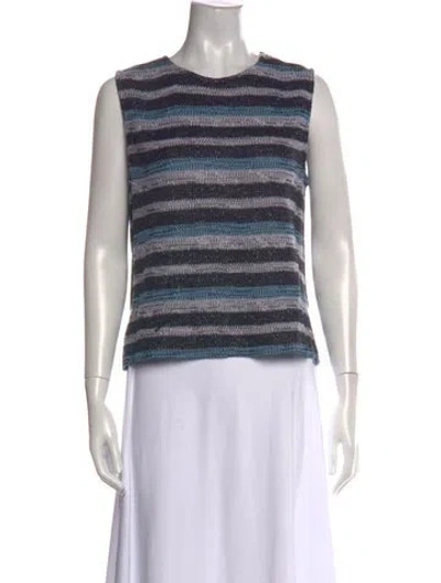Pre-owned St John Striped Crew Neck Sweater