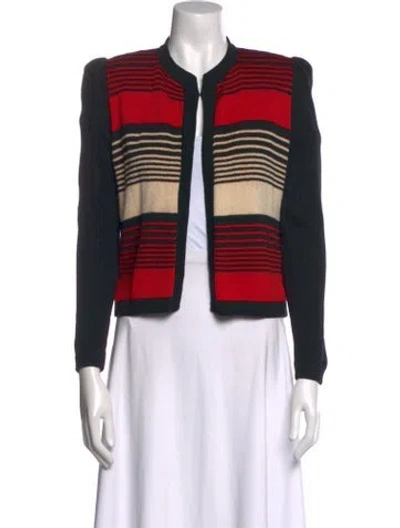 Pre-owned St John Striped Crew Neck Sweater In Black