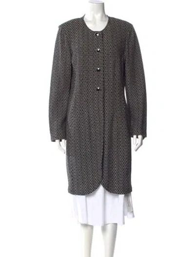 Pre-owned St John Striped Crew Neck Sweater In Black