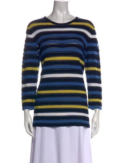 Pre-owned St John Striped Crew Neck Sweater In Black