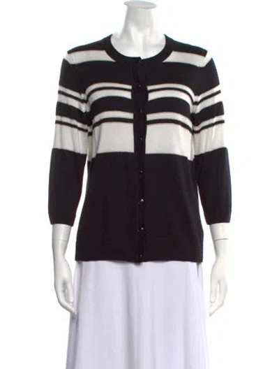 Pre-owned St John Striped Crew Neck Sweater In Black