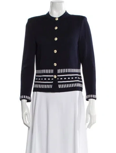 Pre-owned St John Striped Crew Neck Sweater In Blue