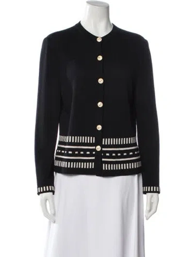 Pre-owned St John Striped Crew Neck Sweater In Blue