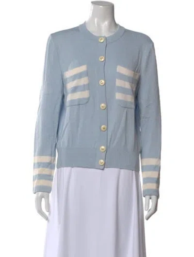 Pre-owned St John Striped Crew Neck Sweater In Blue