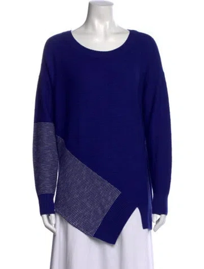 Pre-owned St John Striped Crew Neck Sweater In Blue