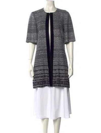 Pre-owned St John Striped Crew Neck Sweater In Gray