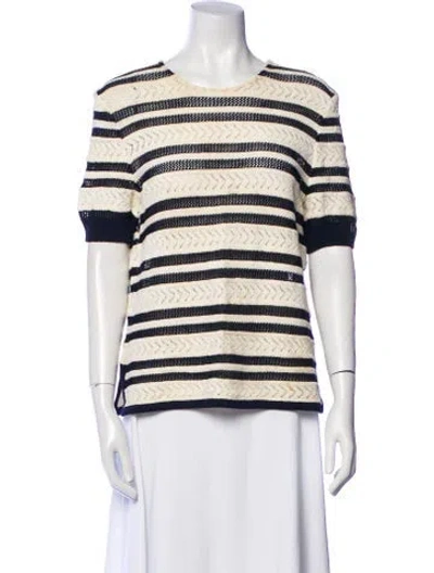 Pre-owned St John Striped Crew Neck Sweater In Multi