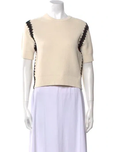 Pre-owned St John Striped Crew Neck Sweater In Neutral