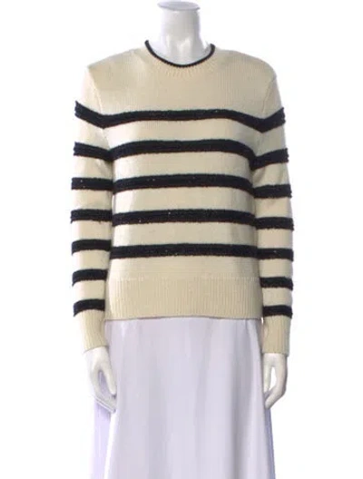 Pre-owned St John Striped Crew Neck Sweater In Neutral