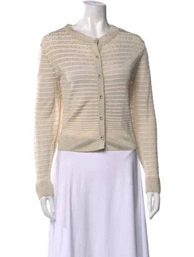 Pre-owned St John Striped Crew Neck Sweater In Neutral