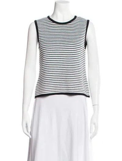 Pre-owned St John Striped Crew Neck Sweater In Neutrals