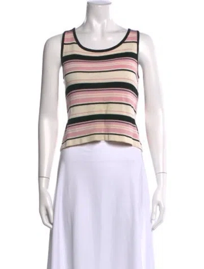 Pre-owned St John Striped Crew Neck Sweater In Pink