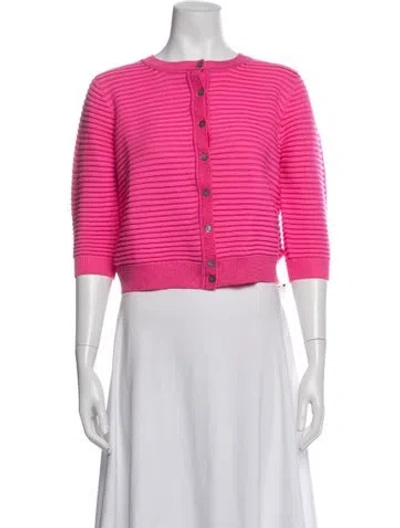 Pre-owned St John Striped Crew Neck Sweater In Pink