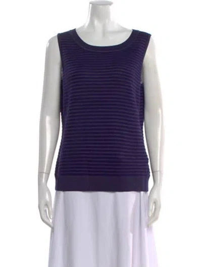 Pre-owned St John Striped Crew Neck Sweater In Purple