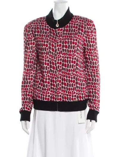 Pre-owned St John Striped Crew Neck Sweater In Red