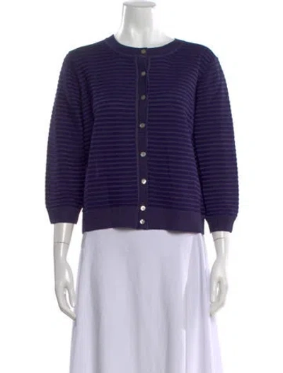Pre-owned St John Striped Crew Neck Sweater W/ Tags In Blue