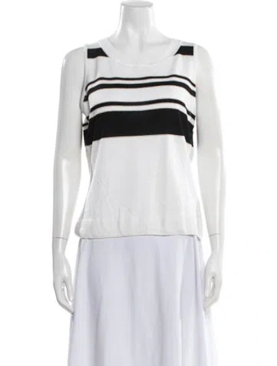 Pre-owned St John Striped Crew Neck Sweater W/ Tags In White