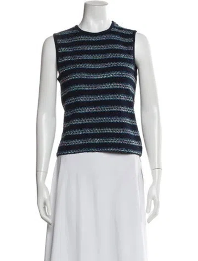 Pre-owned St John Striped Crew Neck Top In Blue