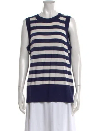 Pre-owned St John Striped Crew Neck Top In Blue