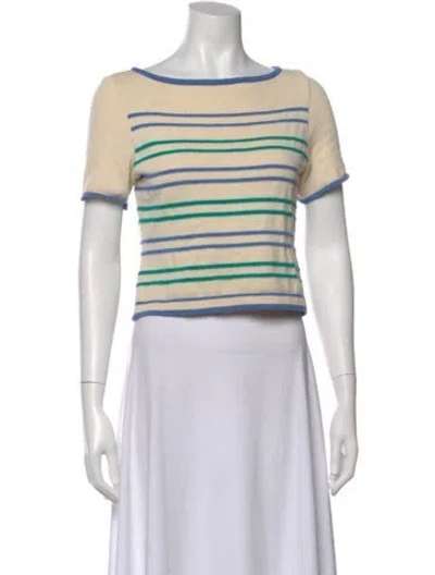 Pre-owned St John Striped Crew Neck Top In Multi