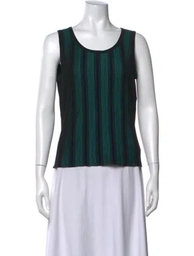 Pre-owned St John Striped Crew Neck Top In Multi