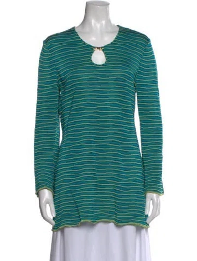 Pre-owned St John Striped Crew Neck Top In Multi