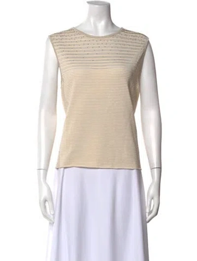 Pre-owned St John Striped Crew Neck Top In Neutral