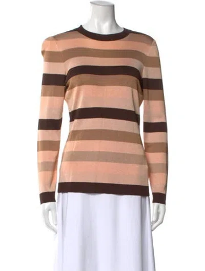 Pre-owned St John Striped Crew Neck Top In Neutral