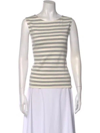 Pre-owned St John Striped Crew Neck Top In Yellow