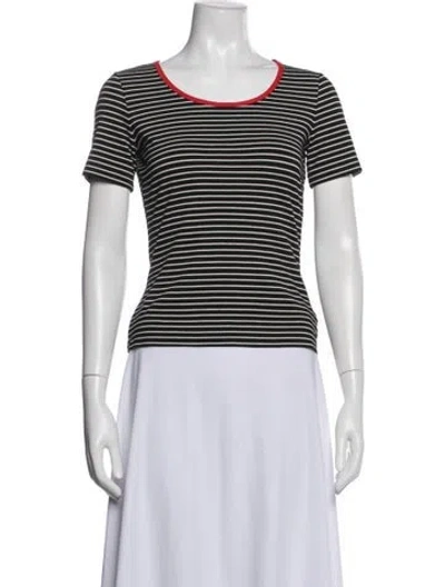 Pre-owned St John Striped Crew Neck T-shirt In Blue