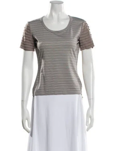 Pre-owned St John Striped Crew Neck T-shirt In Gray