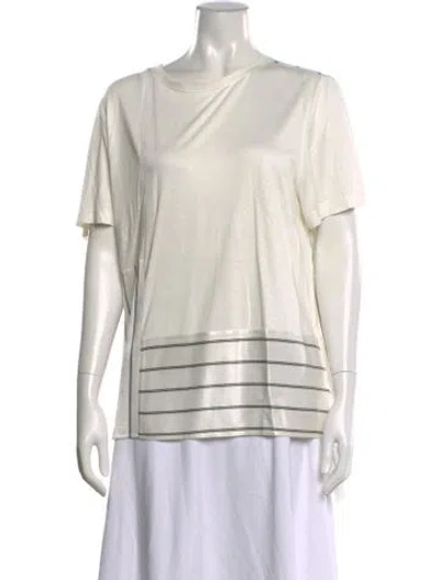 Pre-owned St John Striped Crew Neck T-shirt In Neutrals