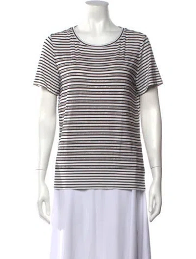 Pre-owned St John Striped Crew Neck T-shirt In Neutrals