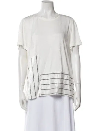 Pre-owned St John Striped Crew Neck T-shirt In White